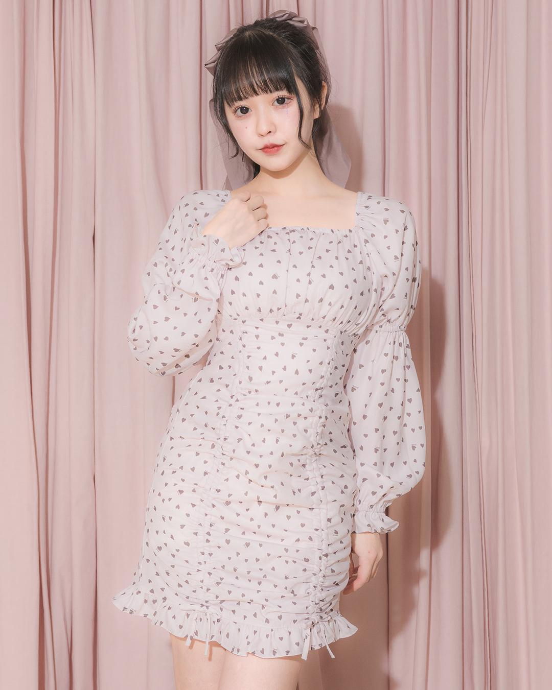 Pium ハートフロッキージャンパースカート ワンピース ひざ丈