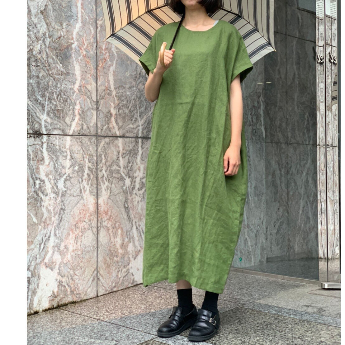 Yarra リトアニアリネンボックスワンピース Pivoine