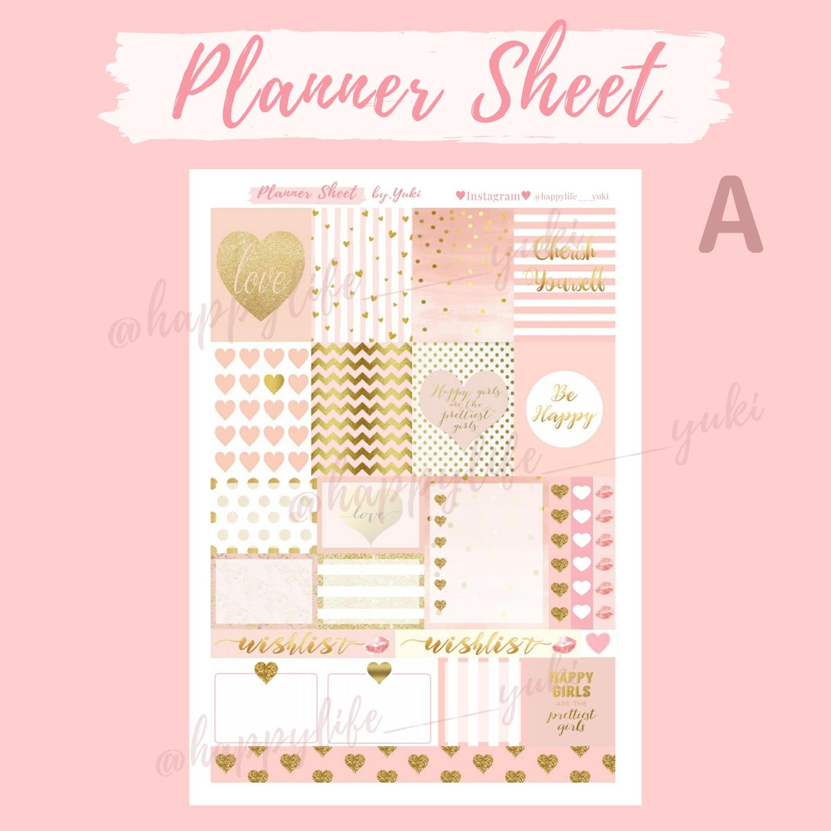 手帳素材dl版 プランナーシート A Pink Gold ゆきんこのplanner Shop