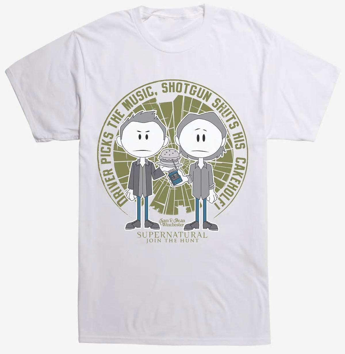 Usa直輸入 スーパーナチュラル ウィンチェスター兄弟 イラスト Tシャツ ハンバーガー E