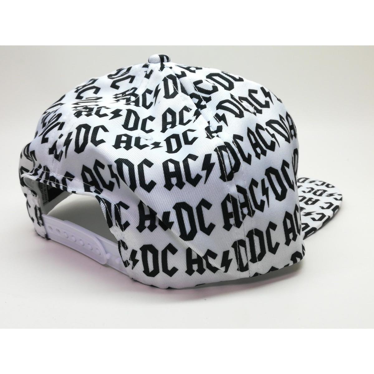 Usa直輸入 Ac Dc 白地 総柄 スナップバック キャップ 帽子 ハット Acdc エー