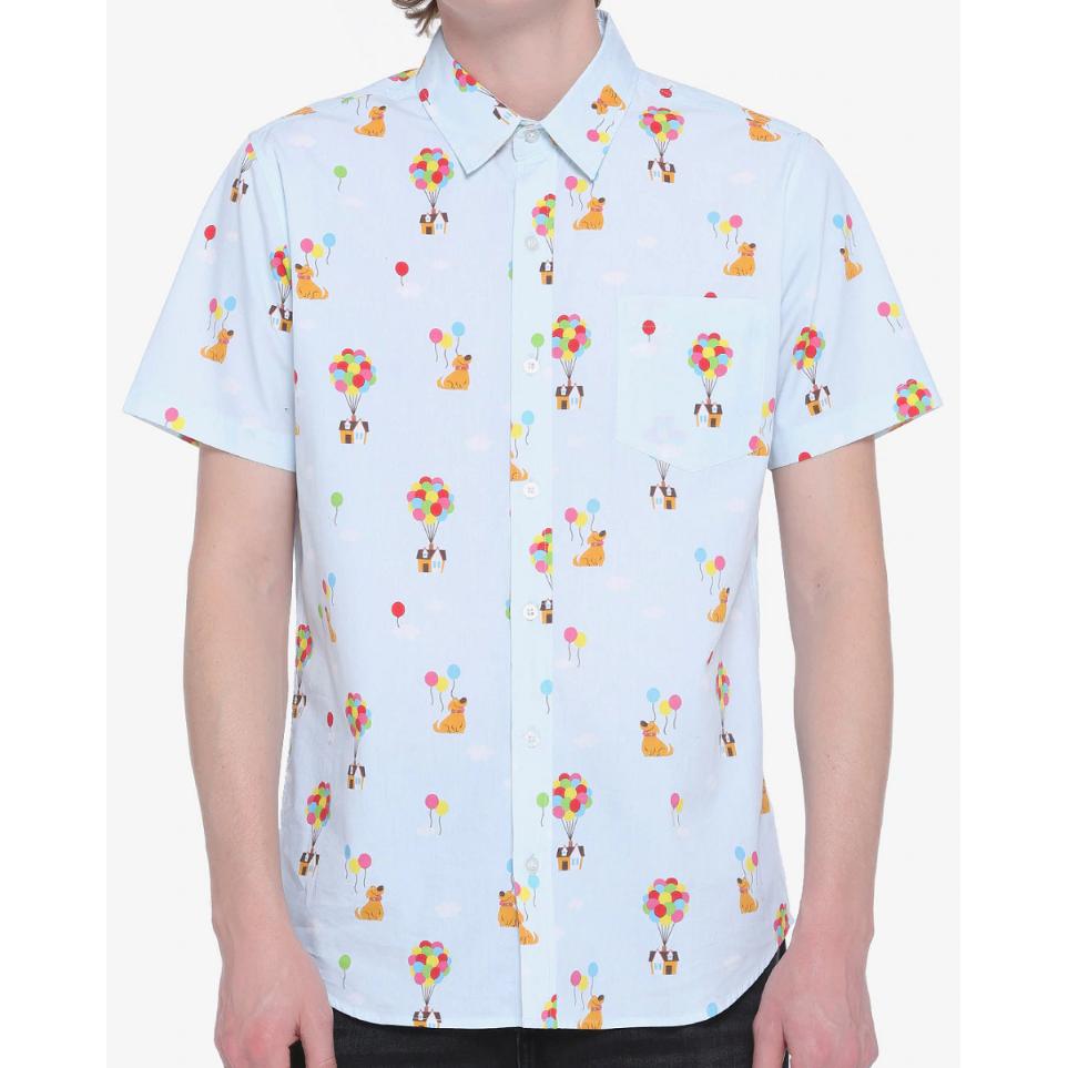 Usa直輸入 Disney カールじいさんの空飛ぶ家 Up ダグ 空飛ぶ家柄 半袖シャツ ディズニー ピクサー 半袖 シャツ 犬 風船 カールじいさん