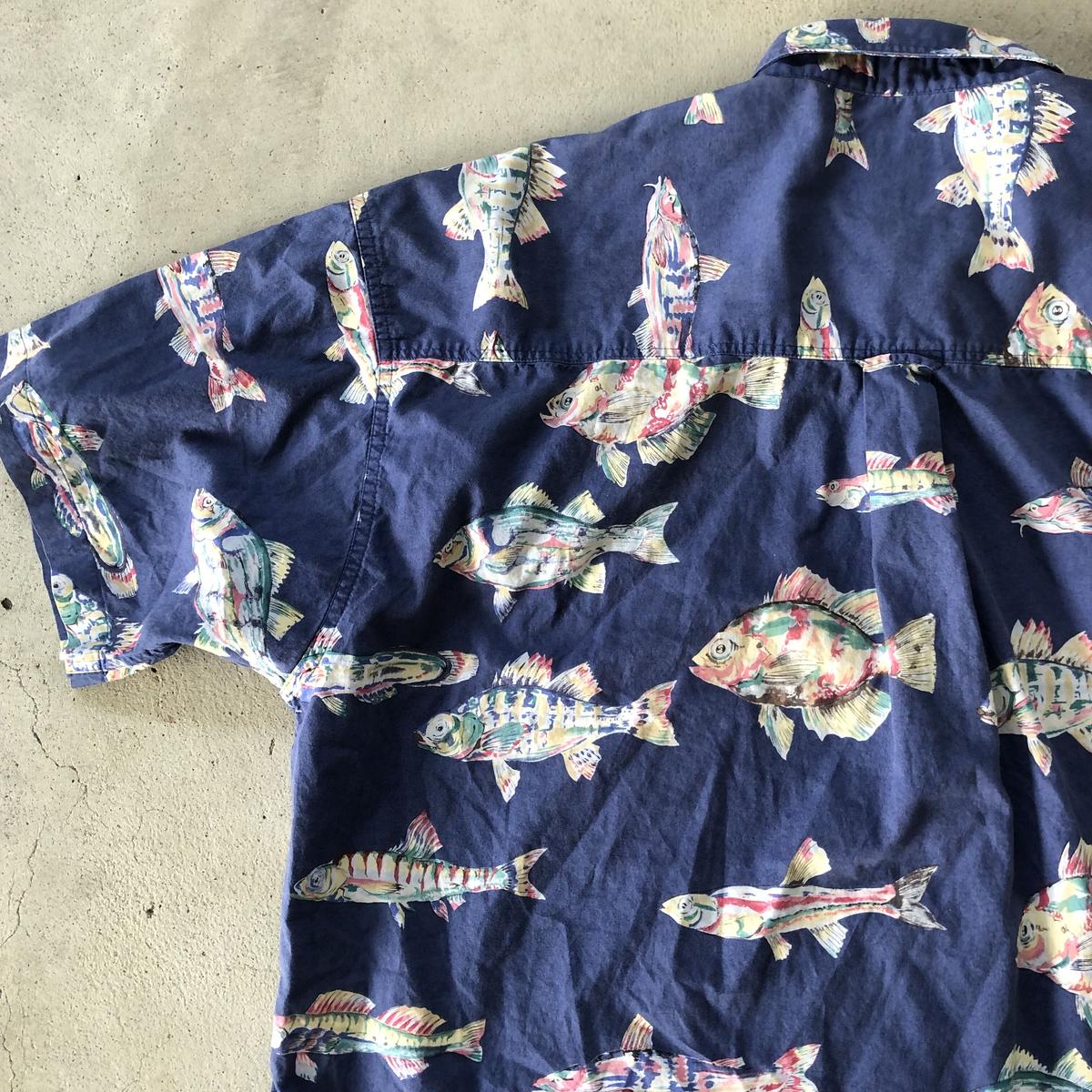 Chaps魚柄半袖シャツ Xl Custom Fever Chaps魚柄半袖シャツ Xl Custom Fever