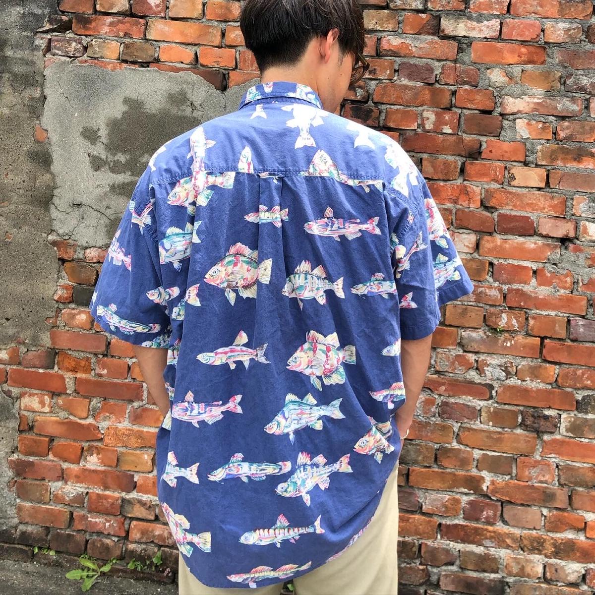 Chaps魚柄半袖シャツ Xl Custom Fever Chaps魚柄半袖シャツ Xl Custom Fever