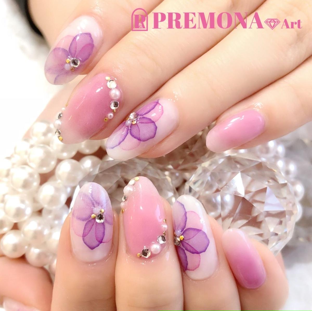 親指用 たらしこみフラワー ラベンダー 940 Premona Art デジタルネイル 親指用 たらしこみフラワー ラベンダー 940 Premona Art デジタルネイル