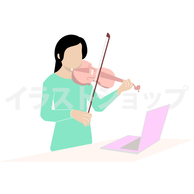 バイオリンオンラインレッスン イラスト 女性 イラストショップ