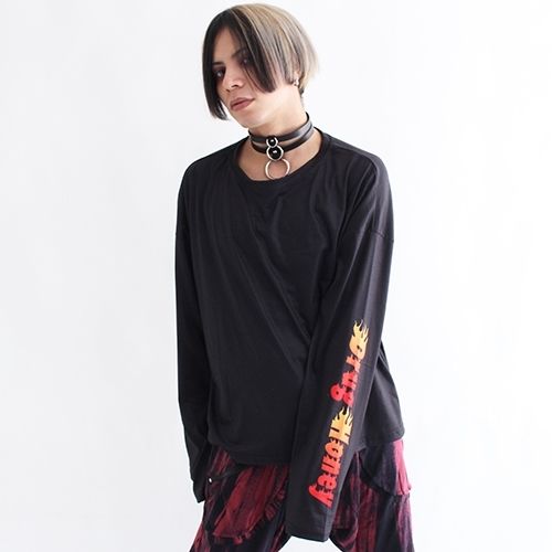DrugHoney】袖「Drug Honey」プリント長袖カットソー RED | Rabbi...
