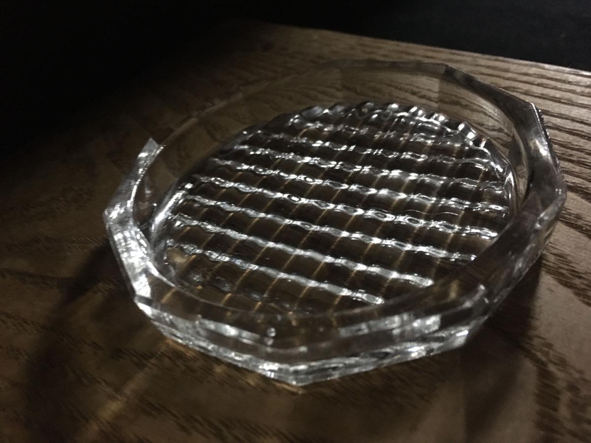 プレスガラスコースター クリアガラス 昭和３０年代 れいゆぅる Rayures