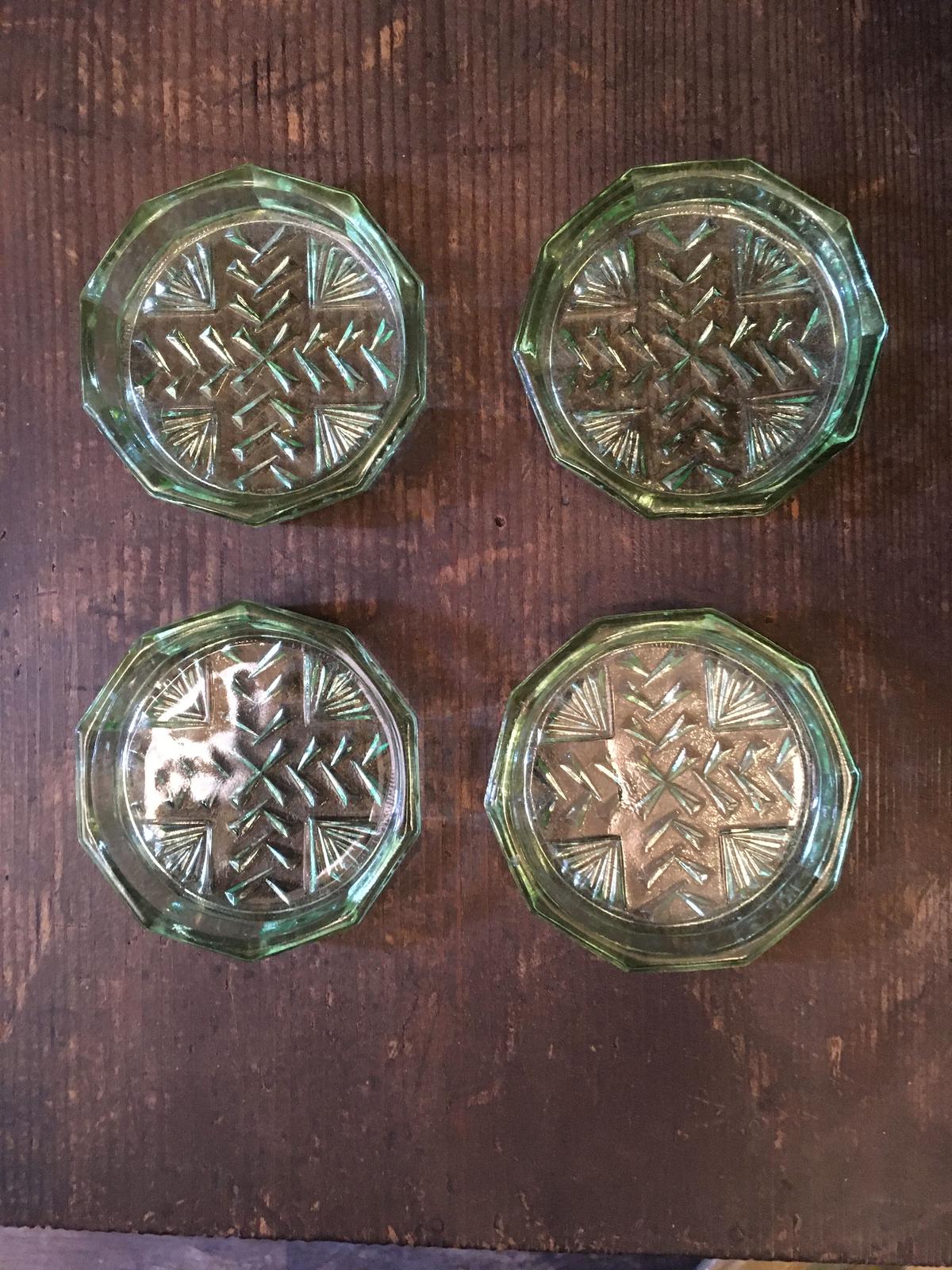 グリーンガラス十角形十字型コースター 昭和レトロ 昭和３０年代 れいゆぅる Rayures