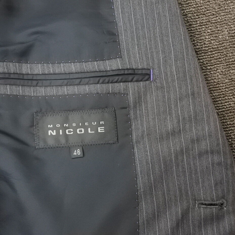 誠実 NICOLE ダブルストライプセットアップ スーツ ダークグレー/S173