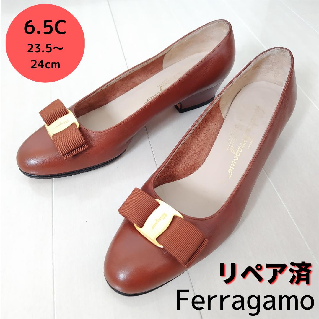 美品】フェラガモ 6.5 23.5㎝ 24㎝ フラット パンプス 【公式通販】