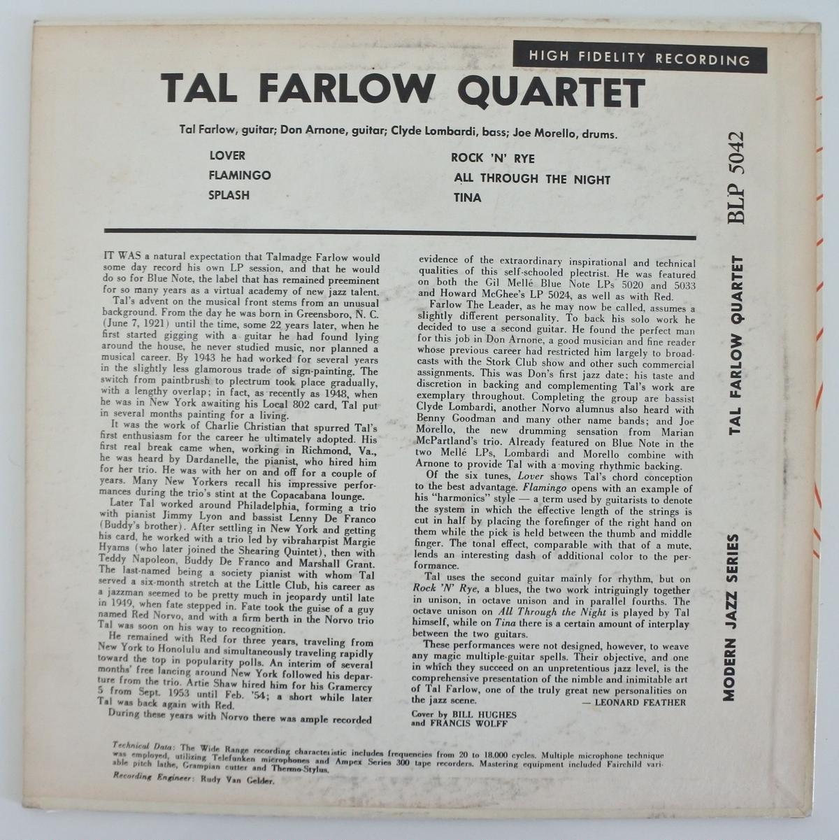 The Tal Farlow Quartet ‎ Tal Farlow Quartet（Bl...