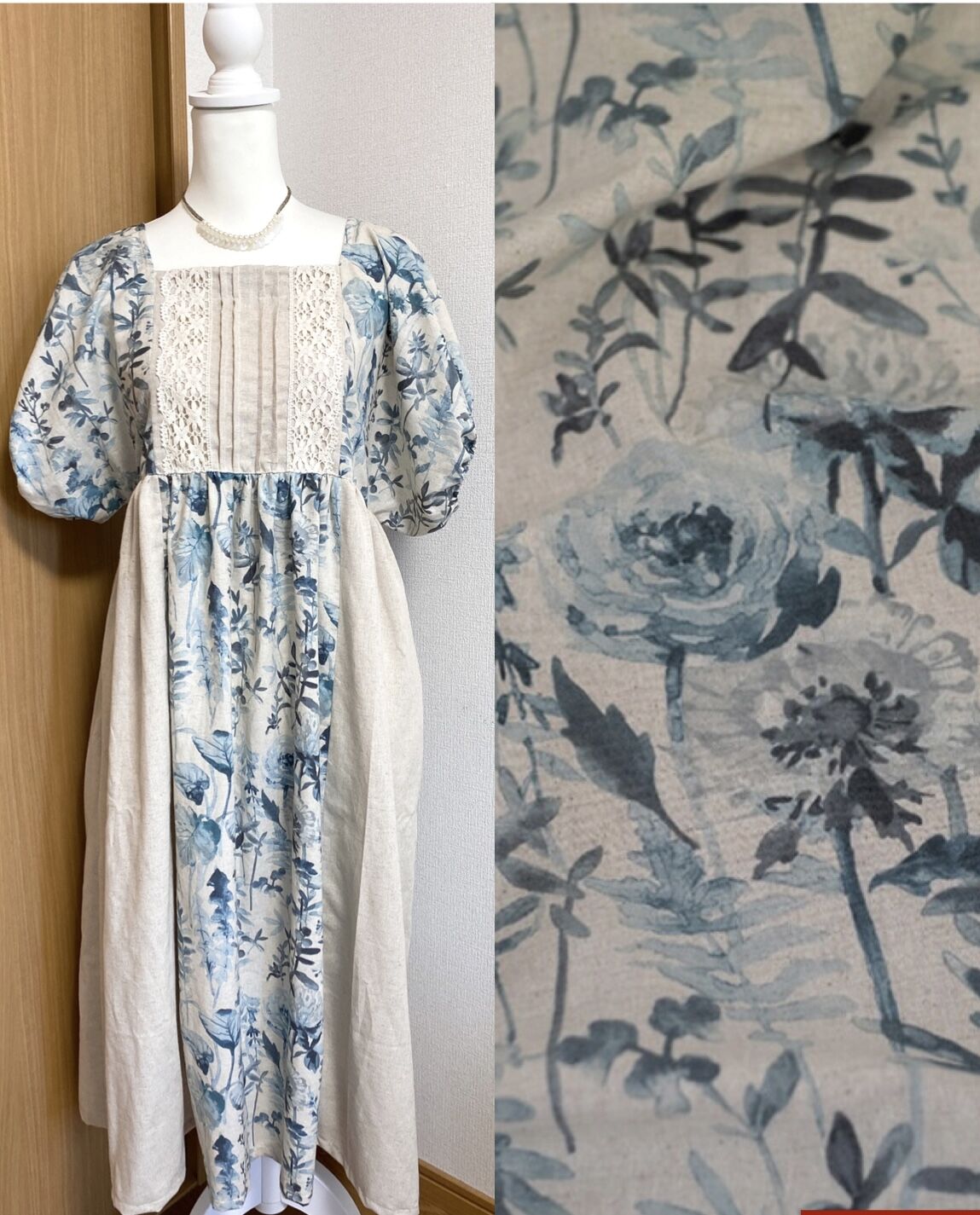 買蔵 ミカニナガワ 蜷川実花 ギャザーワンピース 花柄 バタフライ