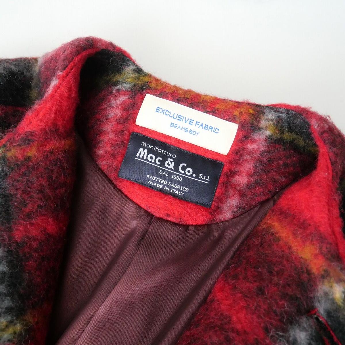 2020AW / BEAMS BOY / スライバータータンチェックノーカラーコート / ...