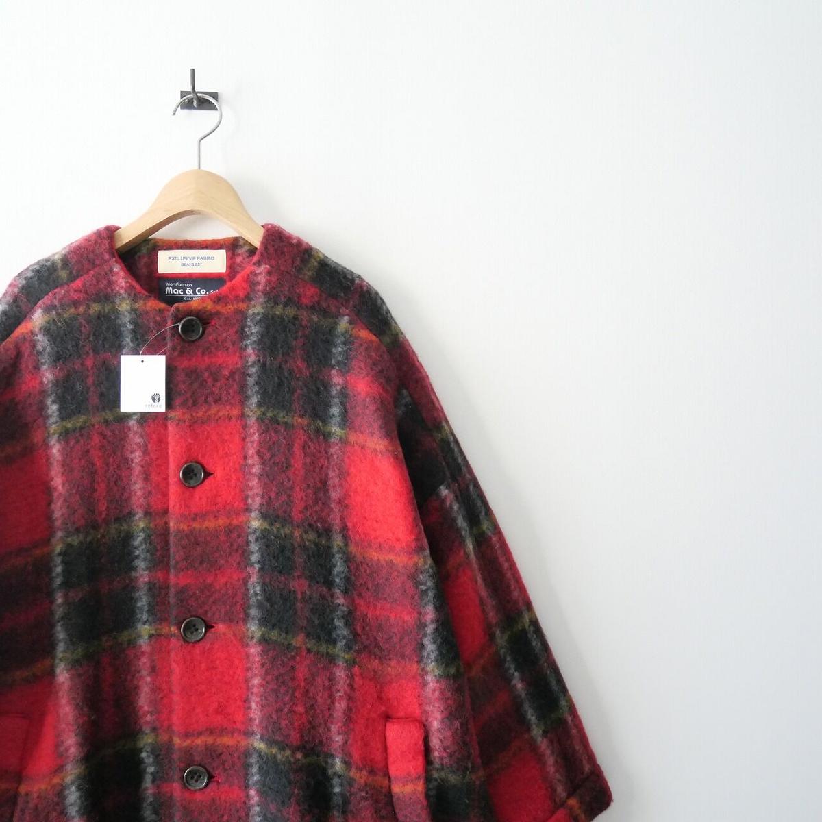 2020AW / BEAMS BOY / スライバータータンチェックノーカラーコート / ...