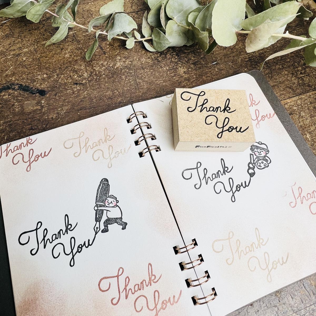 Thank You 筆記体 40 50 ラバースタンプ R697 O Rirar