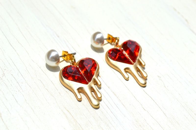 Vintageパールピアス 溶けハート Ritlicious