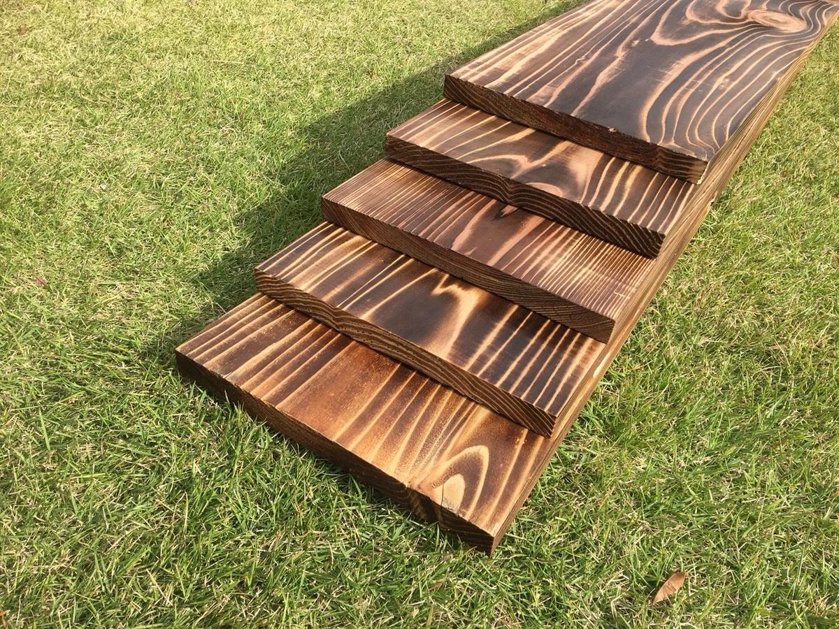 焼き目 杉板 3枚 Tail