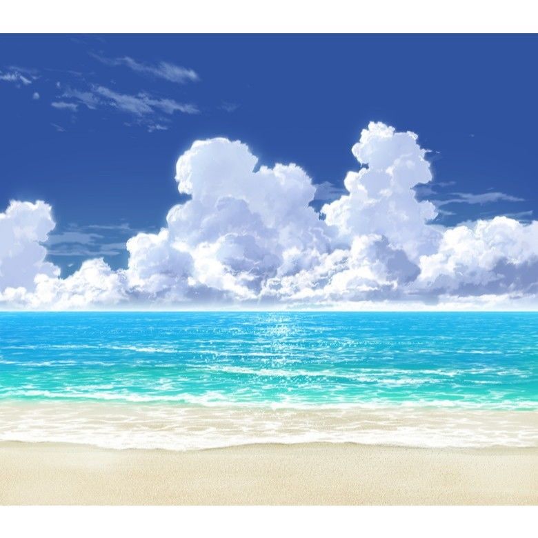 イラスト背景 合作 時差入道雲01 海07 彩玉のpsd背景素材shop