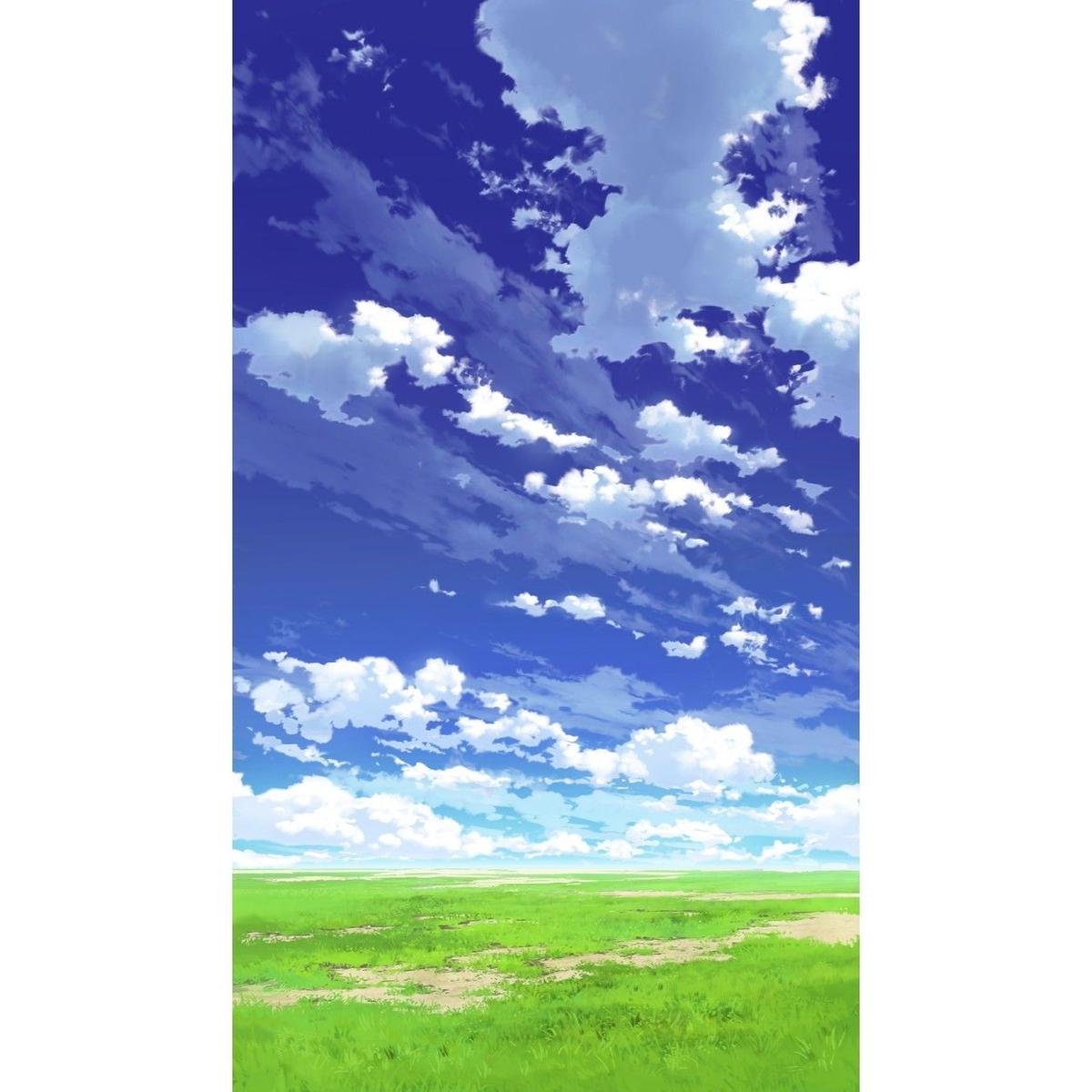イラスト背景 合作 青空 縦pan用03 05 彩玉のpsd背景素材shop