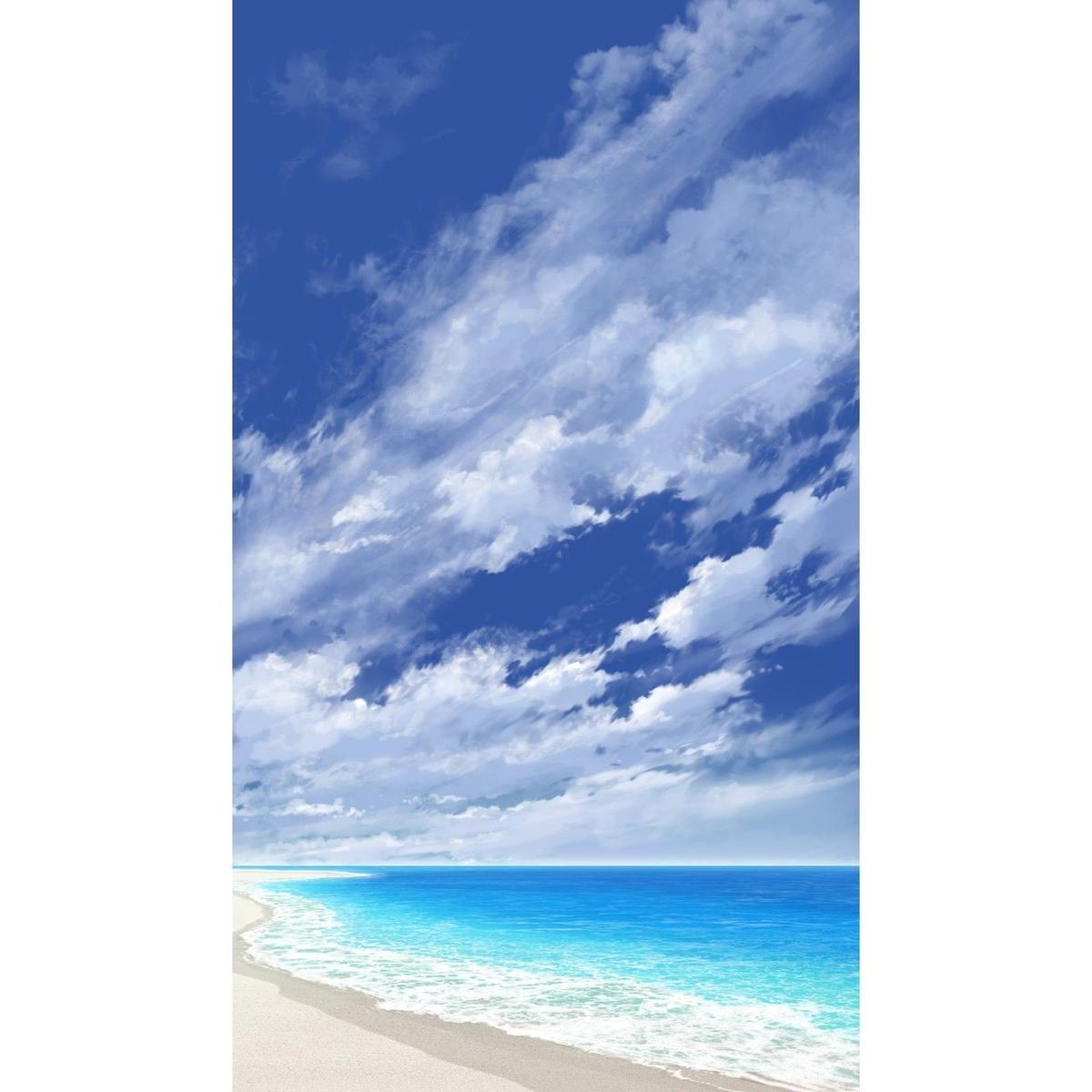 イラスト背景 合作 青空 縦pan用05 海10 彩玉のpsd背景素材shop イラスト背景 合作 青空 縦pan用05 海10 彩玉のpsd背景素材shop