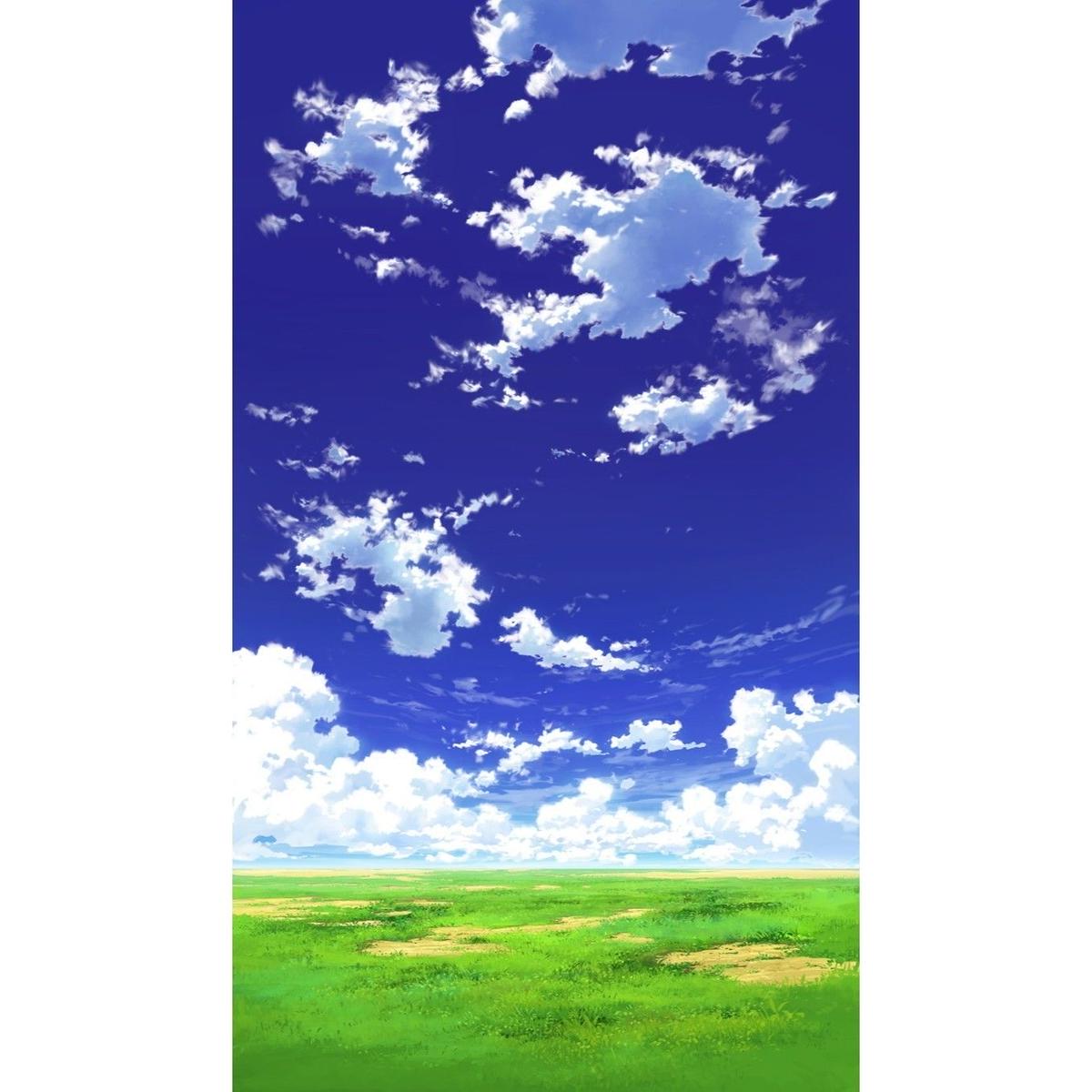 イラスト背景 合作 青空 縦pan用01 02 彩玉のpsd背景素材shop