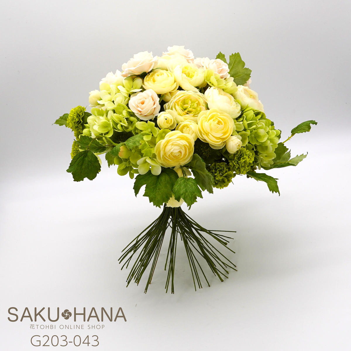 G3 043 クラッチブーケ ローズ ラナンキュラス ハイドランジア マム