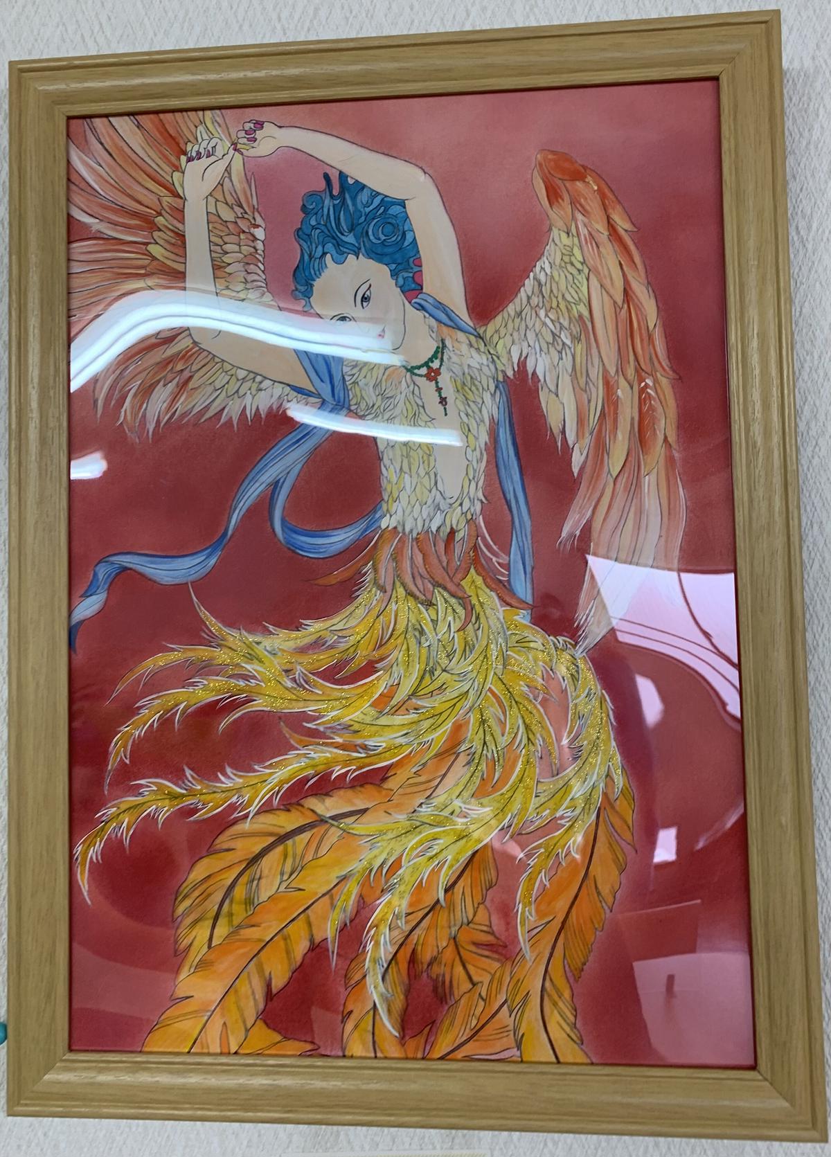 【風水画】月と鳳凰 風水開運絵画＊月夜の幸楽縁図 龍と鳳凰 海 三日月 星 金運 仕事