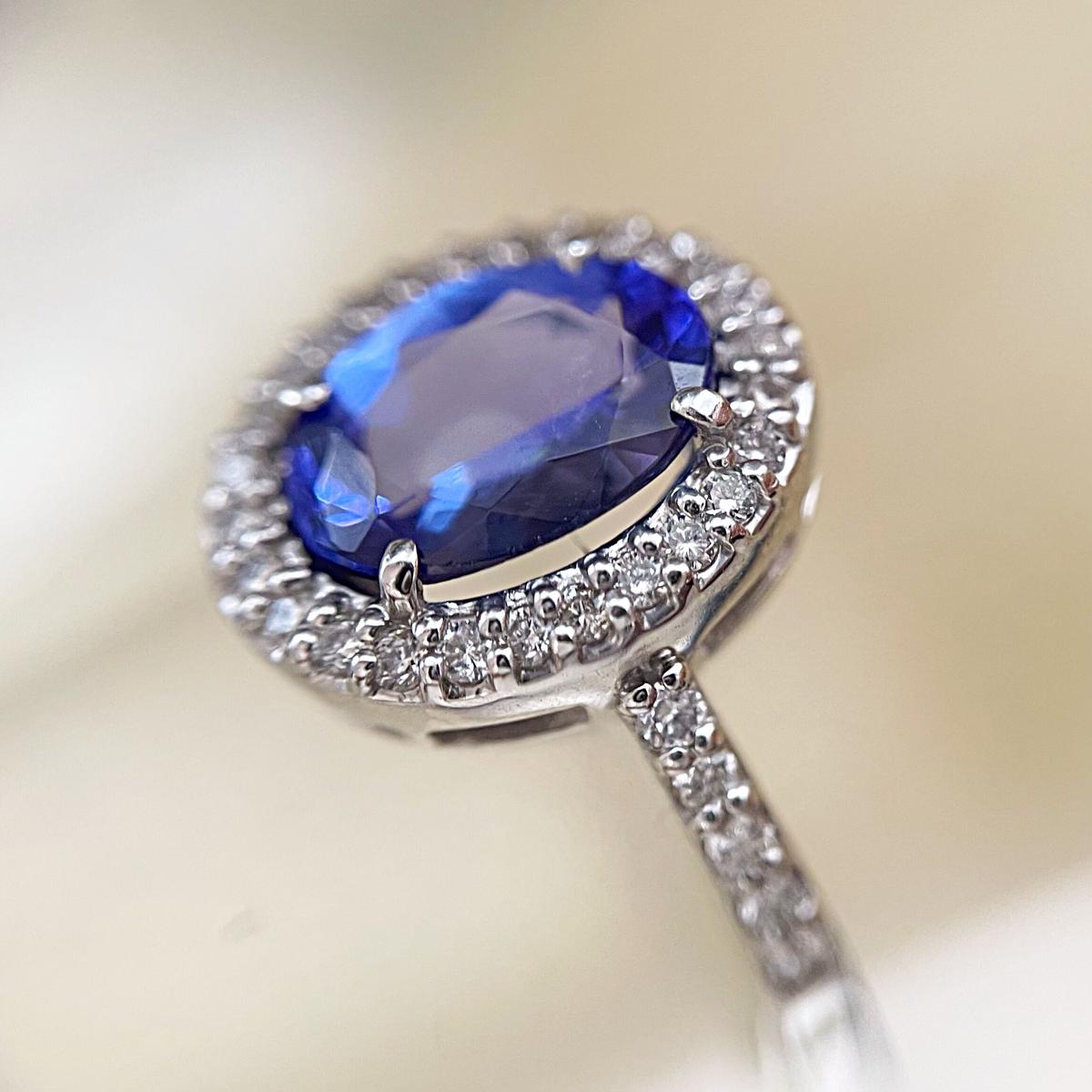 1.578ct 天然タンザナイト　ダイヤモンドPT950リング（宝石鑑別書付）