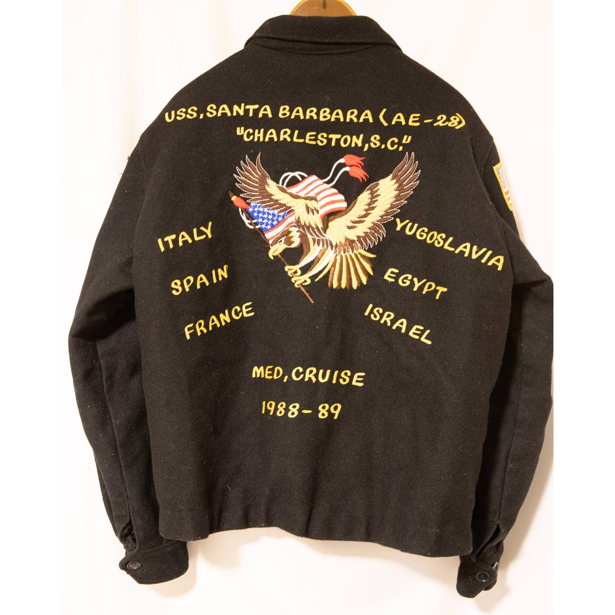 30%OFF SALE セール 77年 USS 米軍 黒 ツアー ジャケット スカジャン