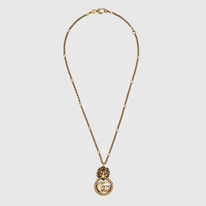 送料無料 直営店直送【GUCCI】グッチ ダブルGのライオンヘッド
