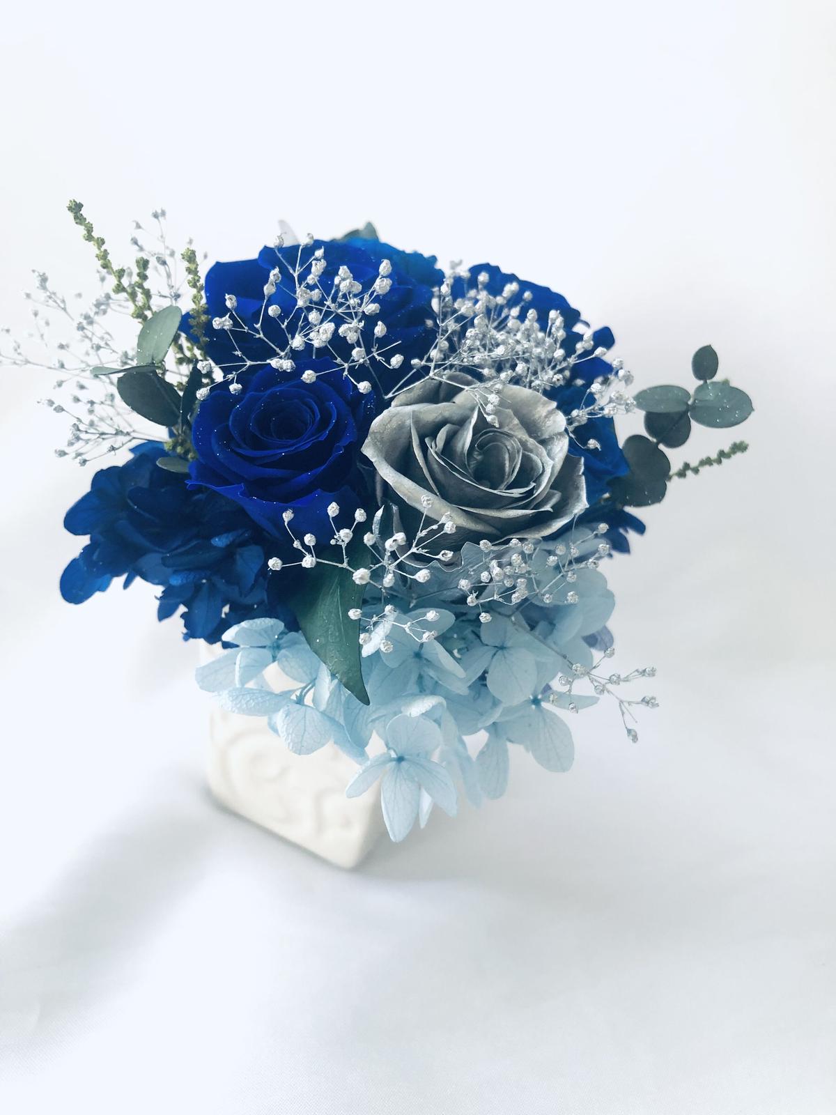 33本青薔薇 手作り 枯れない薔薇 プレゼント 大切な人へ