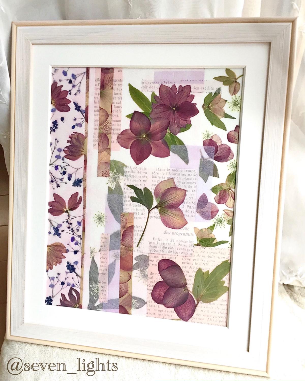 クリスマスローズのブーケ押し花額