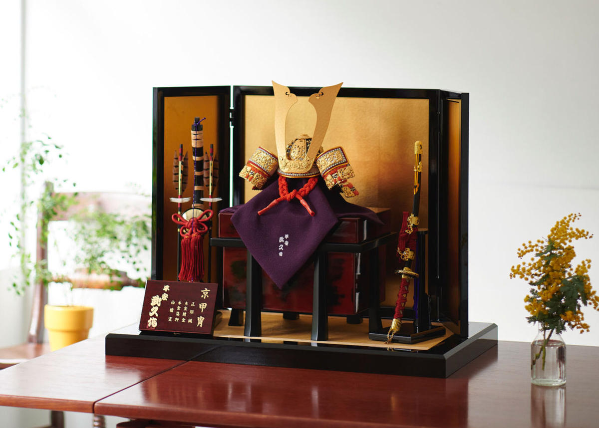 甲冑 京染正絹織 高級 鎧 水晶 五月人形 黒塗