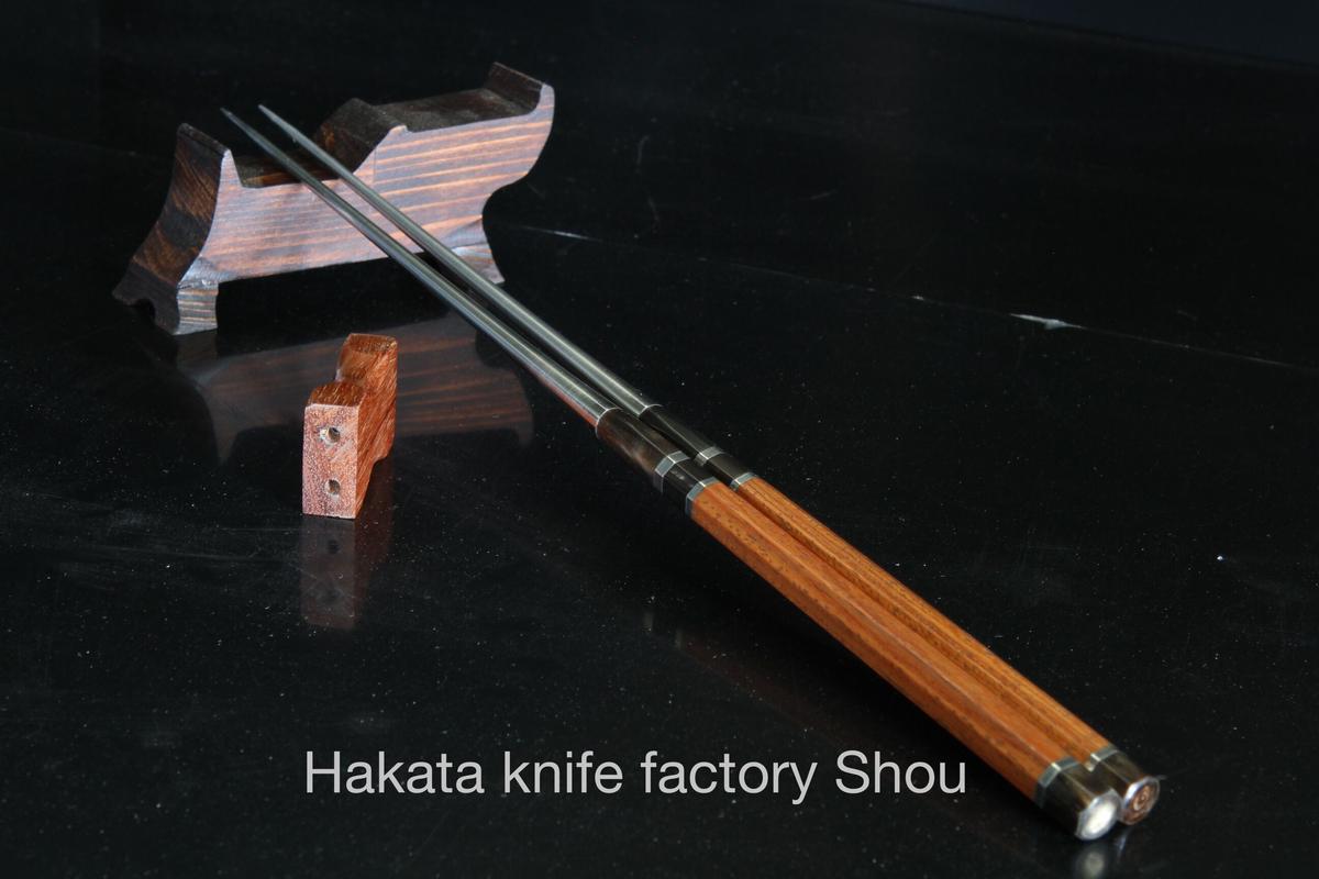 【注文製作品】まな箸 花梨柾目、純銀巻き | 博多包丁工房 祥