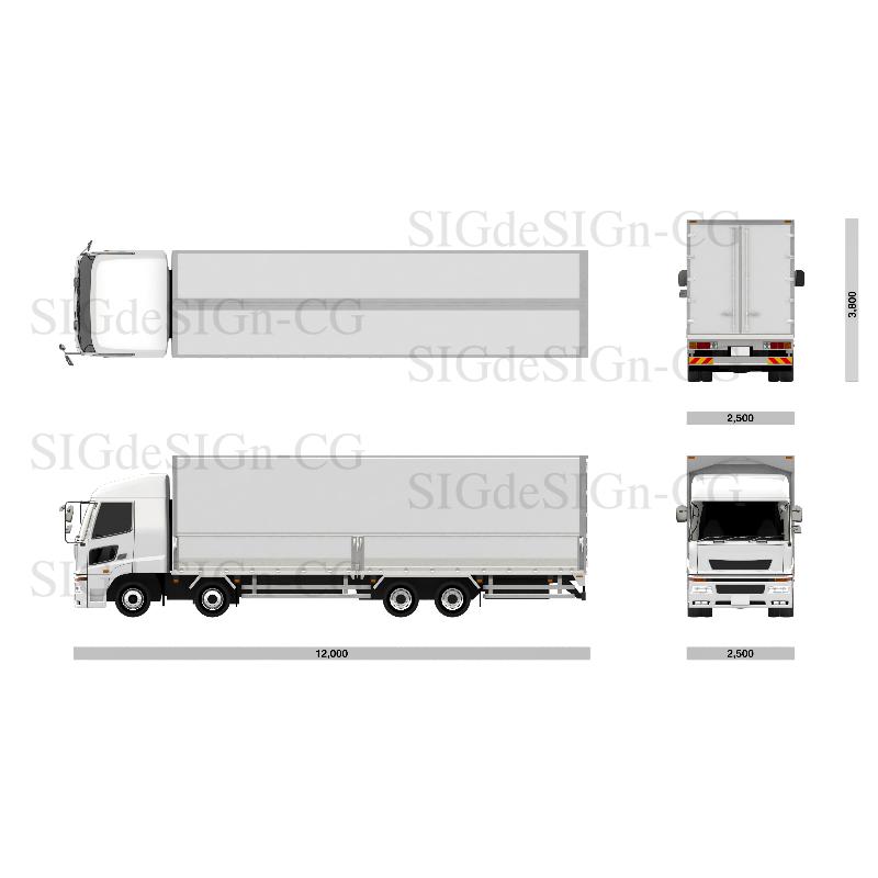 25t大型トラック ４面図 8x4ウイング 透過チャンネルpng Sigdesign Cg