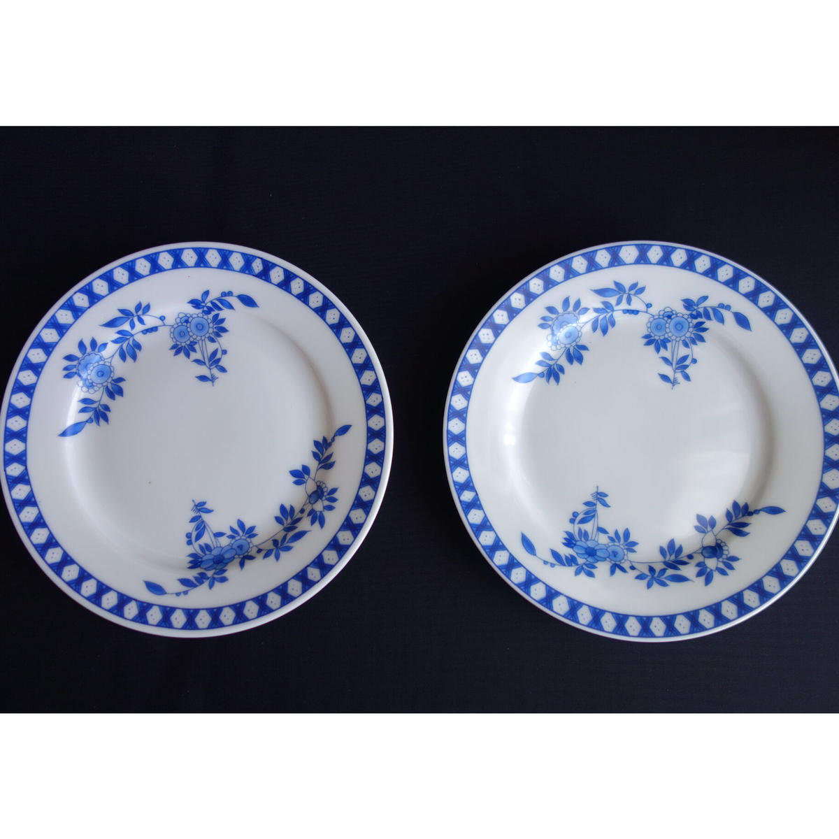 香港☆粵東磁廠】(珊瑚)(藍)直径15.3cm使い勝手の良い素敵な丸皿