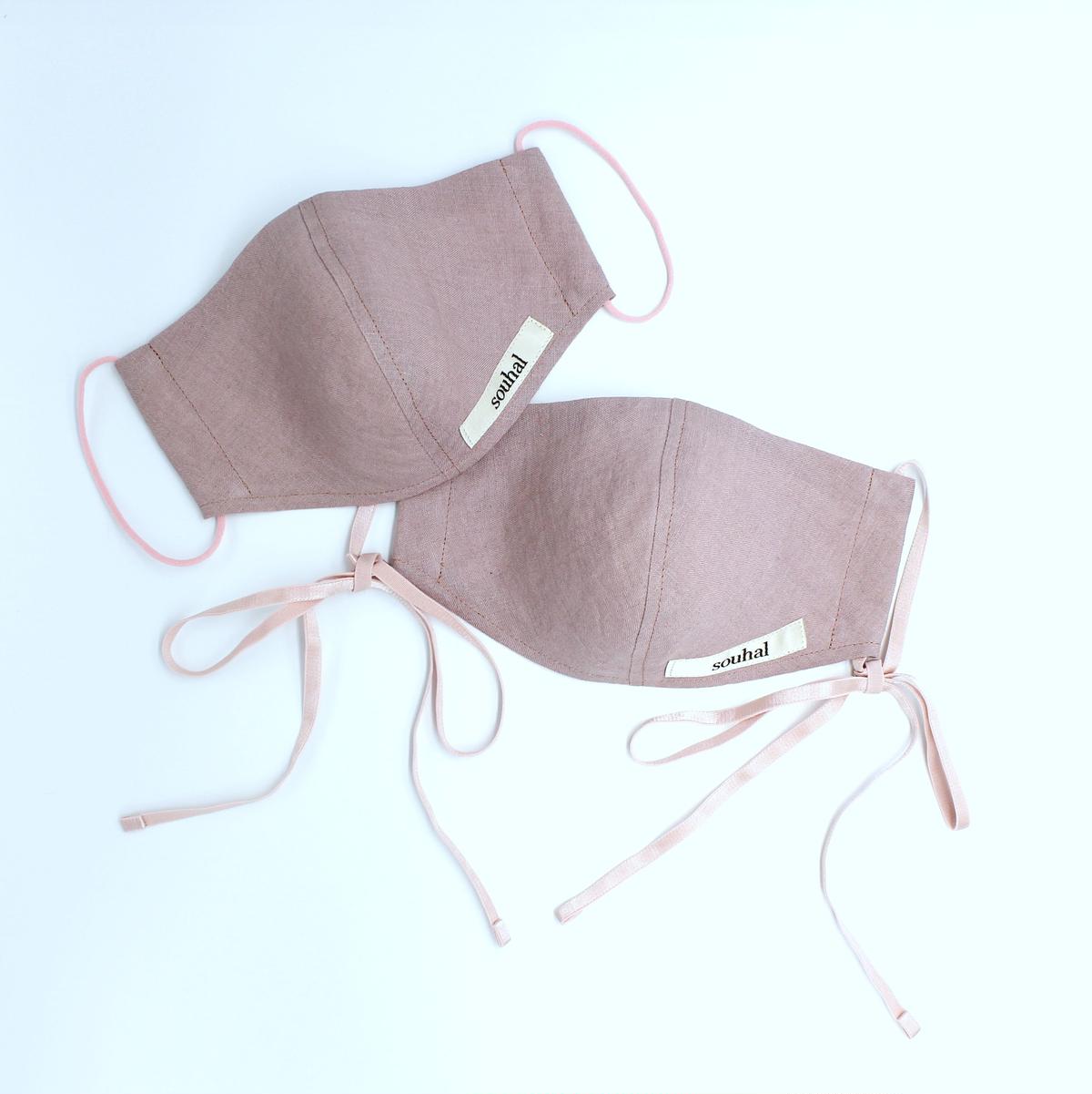 美フェイス Souhal洗える立体マスク 日本製2枚set 女性用 ピンク ベルギーリネン