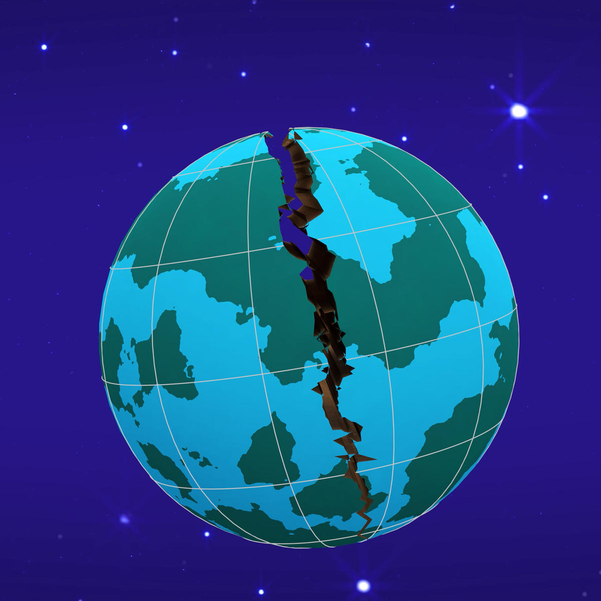 地球がパカッと割れるcg素材 2dバージョン パカッ の文字付き ソザオール 4