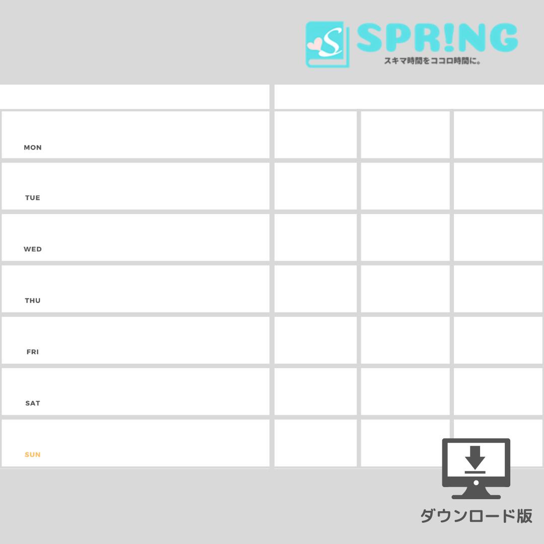 手帳リフィル ウィークリー 週間ホリゾンタル Spr Ng