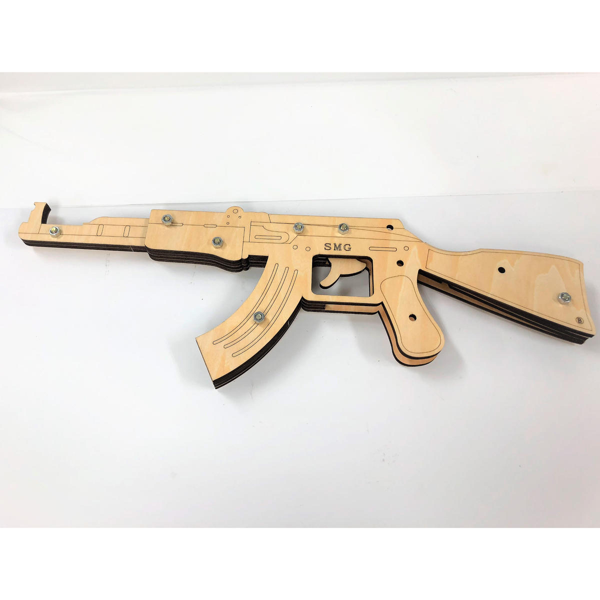 輪ゴムピストル タイプ8 連射式 6連射 モデル 輪ゴム鉄砲 工作 自由工作 木工キット プレ