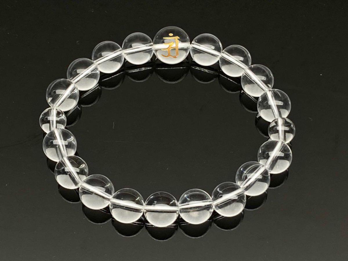 金運爆上げ　これは凄い！京都　大覚寺　黒メノウ製本尊梵字入りパワーブレスレット 金運爆上げ これは凄い！大覚寺 水晶＋総黒メノウ製本尊梵字入 パワー