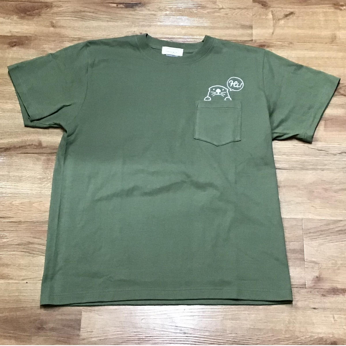 ポケット付tシャツ ラッコ ライトオリーブ すいそう