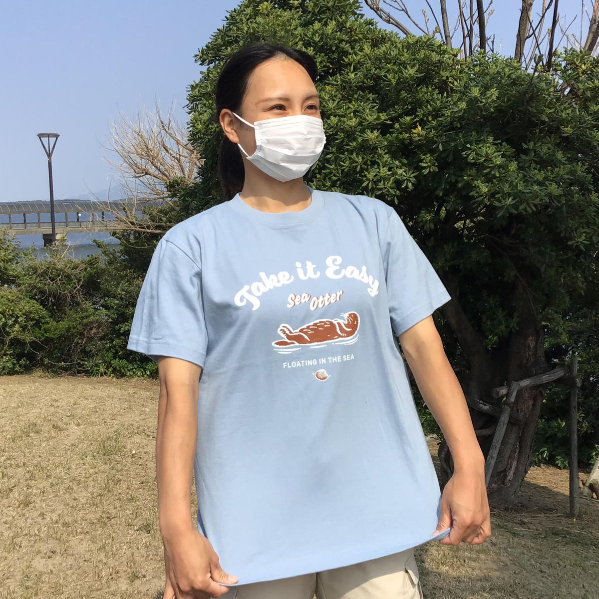 Tシャツ ラッコ Take It Easy アシッドブルー すいそう