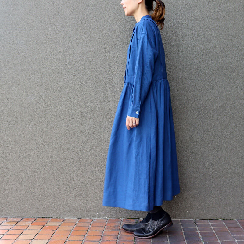 MAGALI マガリ リネンタックギャザーワンピース #アンバー、ブラック