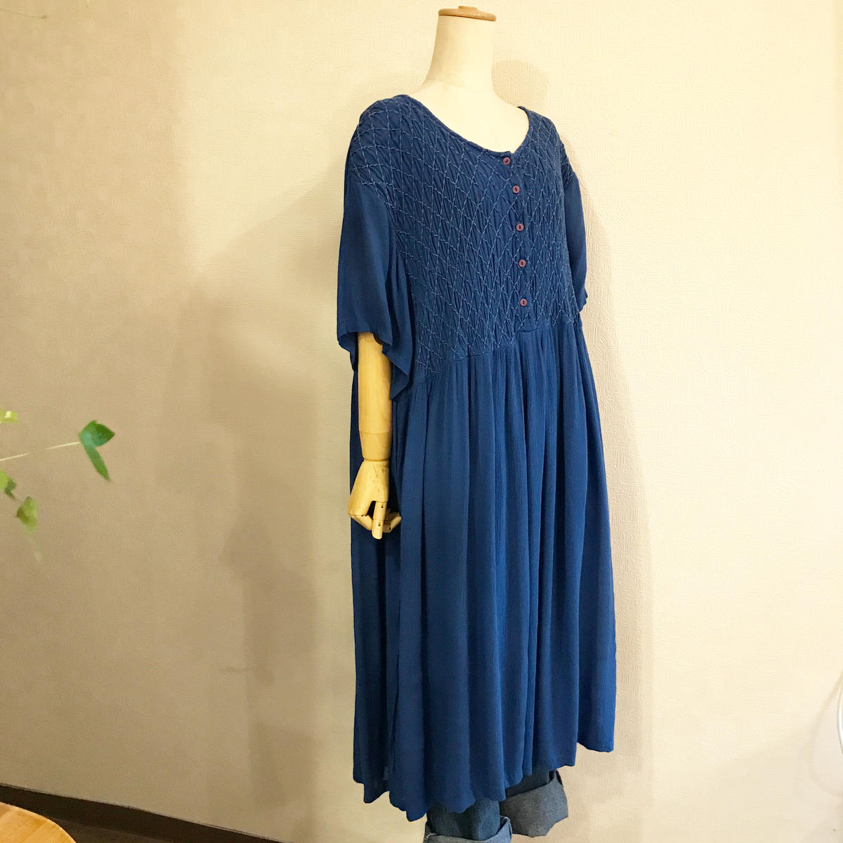 ブルーのインド綿ワンピース Sunchild Store ブルーのインド綿ワンピース Sunchild Store