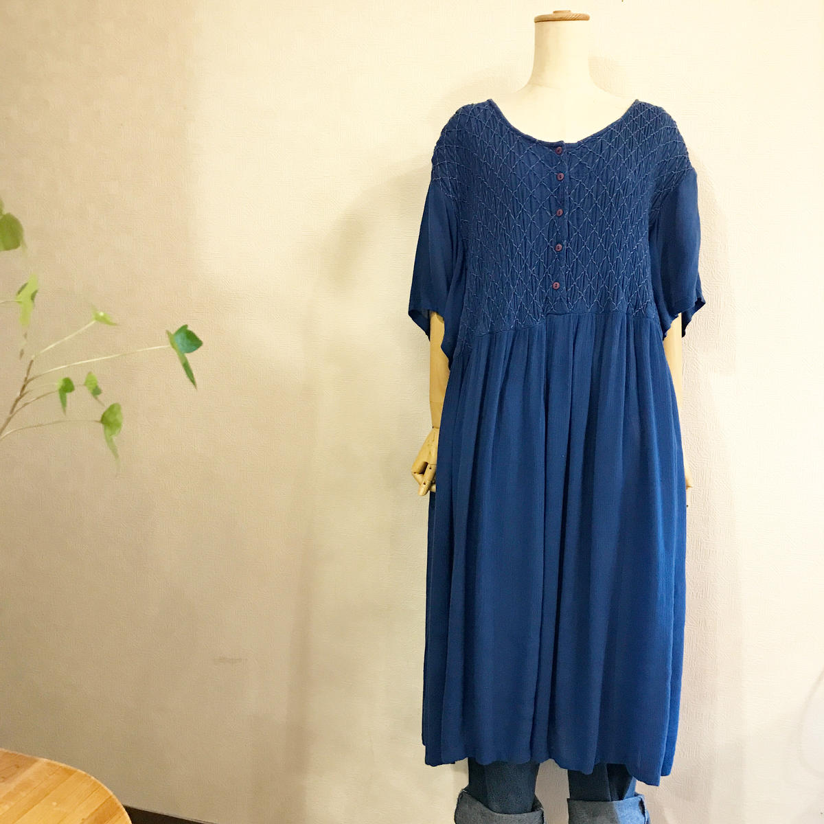 ブルーのインド綿ワンピース Sunchild Store ブルーのインド綿ワンピース Sunchild Store