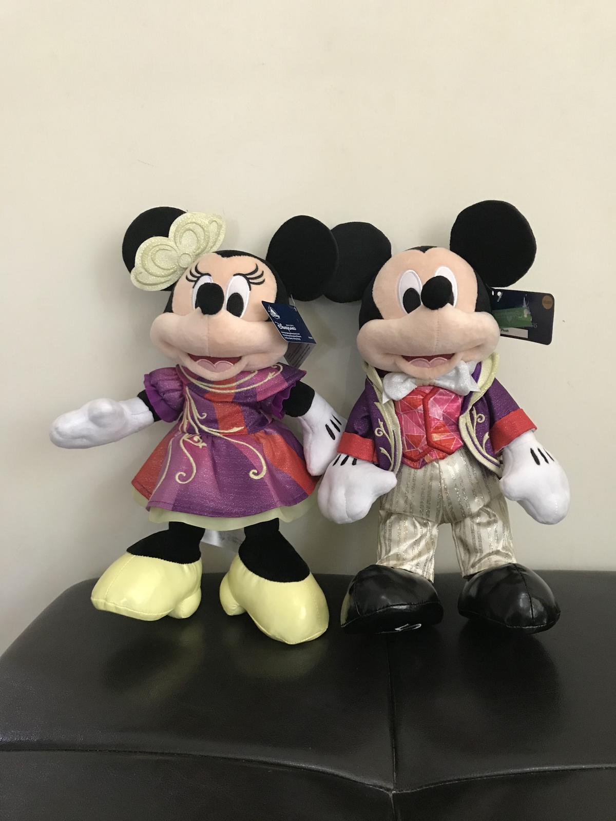 香港デイズニーランド15周年記念 ミッキー ミニー スケルトン入りぬいぐるみ Bell B