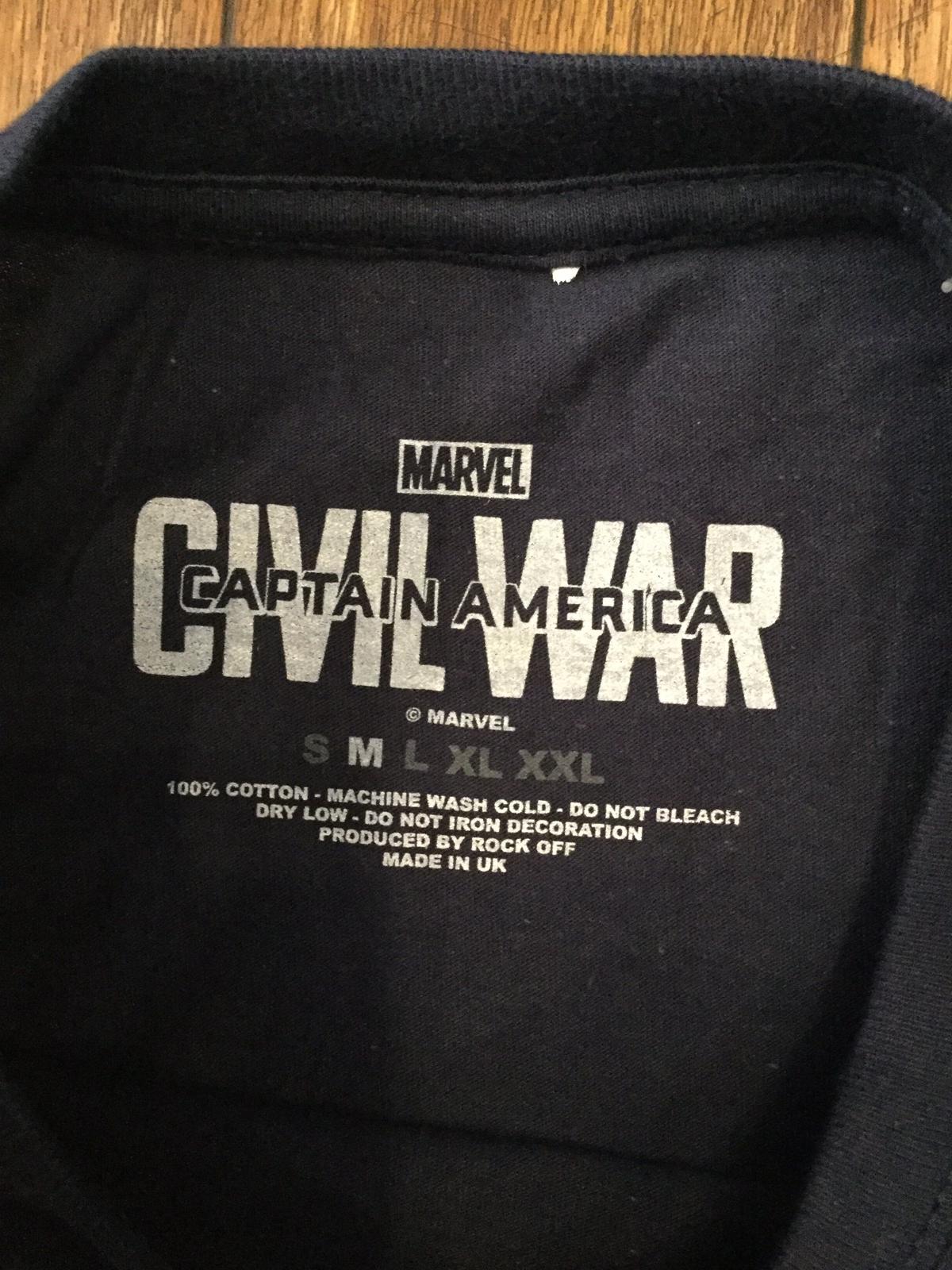 Size S,M,L,XL,XXL T-shirt Mens Captain America Logo Marvel Black