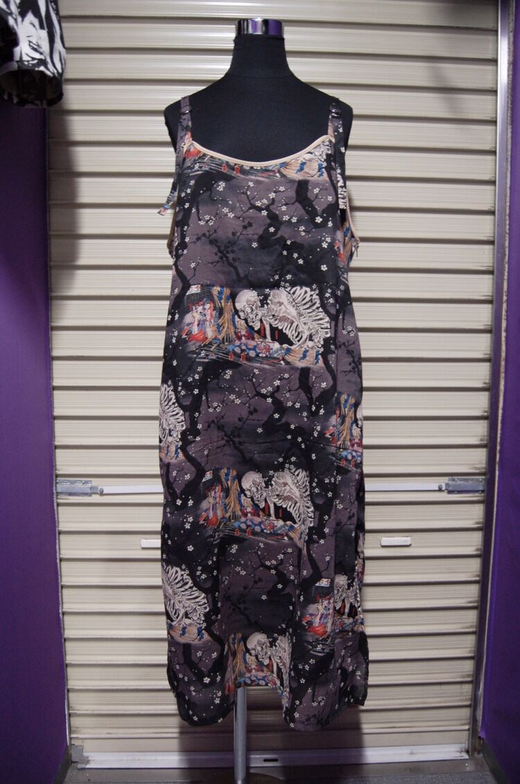 浮世絵 和柄 骸骨 ロングスリットワンピース 歌川国芳 Swivel Slum Dive